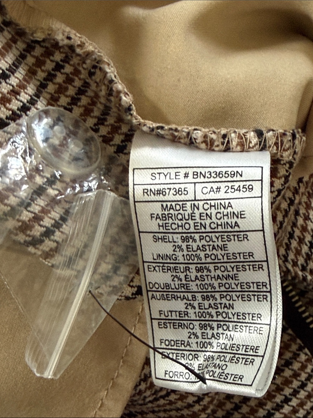 Steve Madden Brown Houndstooth High Waisted Wide Leg Pleated Pants Size Large - Picture 4 of 13